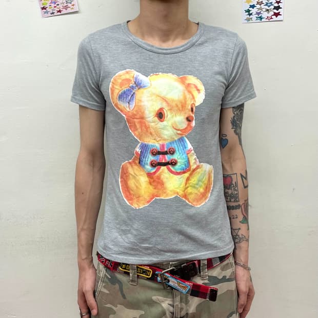 Bear Napoleon Printed Grey T-Shirt