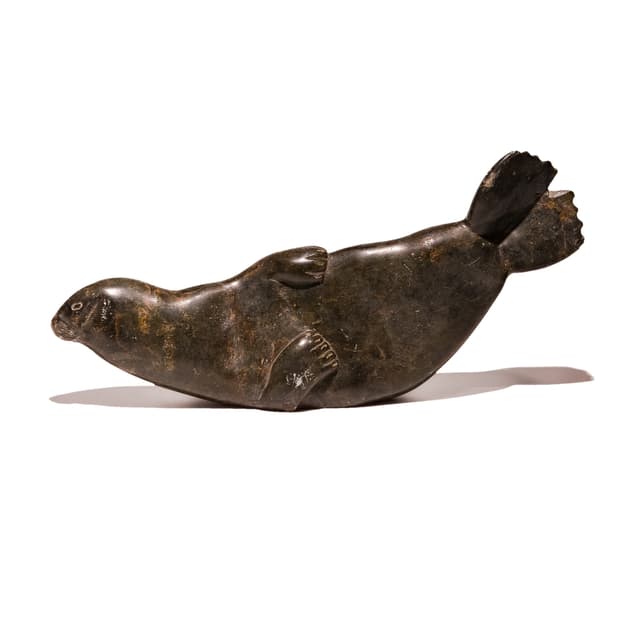 Inuit Handcarved Soapstone Swimming Seal