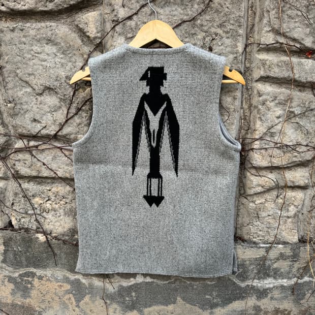 90s 오르테가 빈티지 핸드 우븐 울 썬더버드 별주 치마요 베스트 조끼