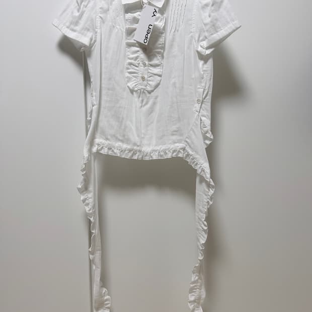 오픈와이와이 RUFFLE POLO SHIRT, White