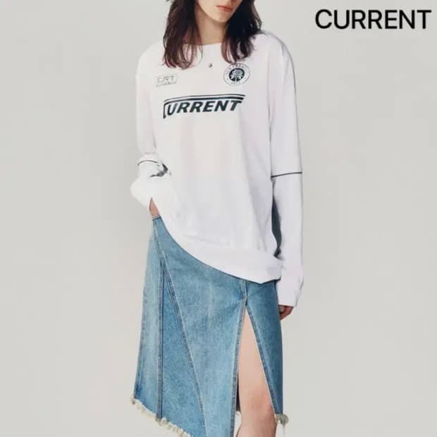 [정품] CURRENT 커렌트 사커 져지 오버핏 긴팔티셔츠(새제품)