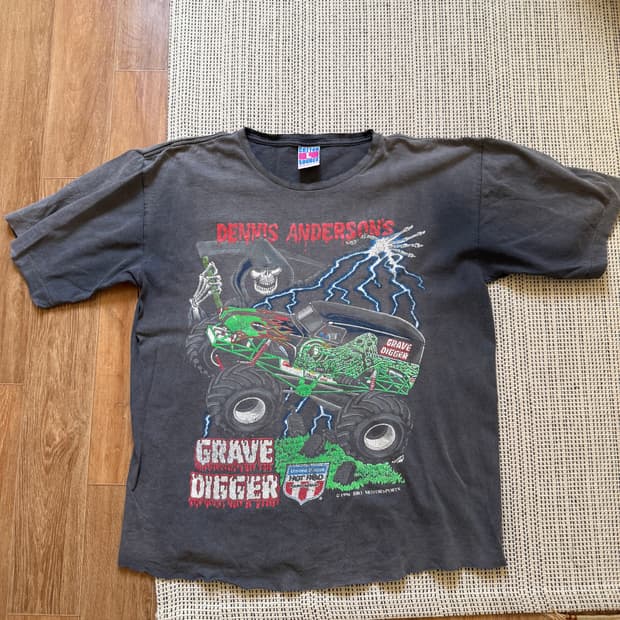 90s GRAVE DIGGER 몬스터 트럭 하드페이딩 빈티지 티셔츠