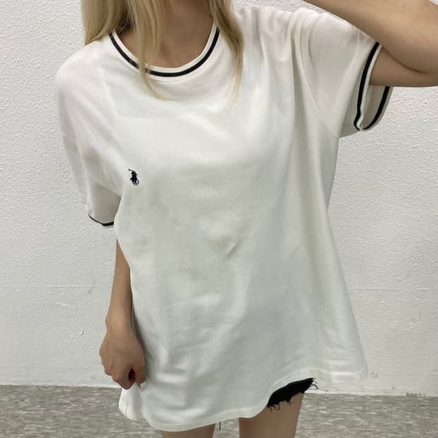 폴로 랄프로렌 블랙포니 화이트 반팔 M