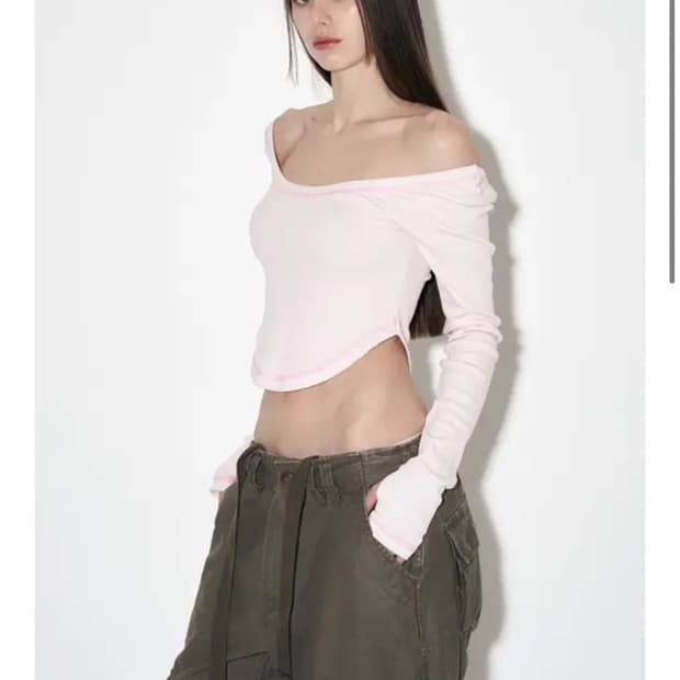 플리즈노팔로우 뉴라벨 유라인 롱 슬리브 핑크