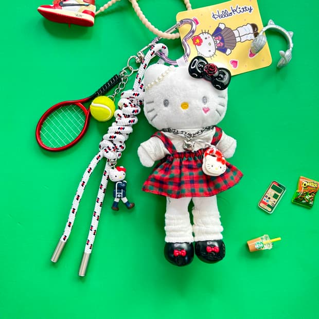 (31) 🌷💕롱다리 키티 체크 프레피 커스텀 키링