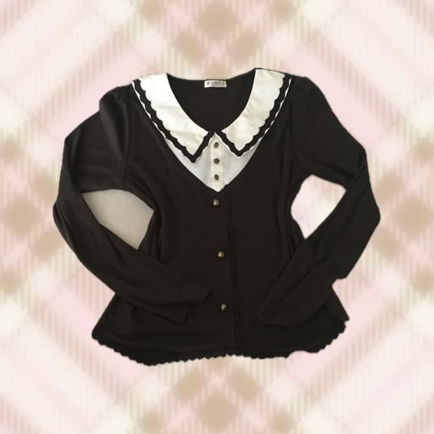 엑시즈팜 초코 브라운 셔츠 라떼 탑 블라우스 갸루 히메 러블리 로걀