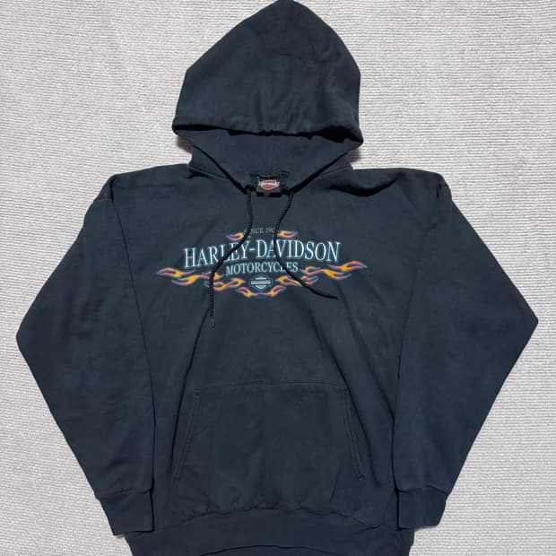 00s 할리데이비슨 블랙 후드티셔츠 L