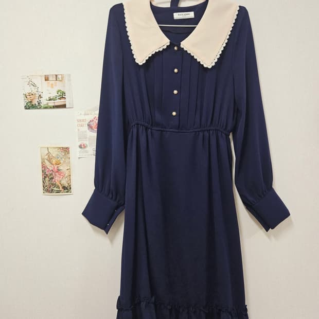 [새상품] 네이비 빅카라 원피스