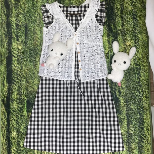 빈티지 체크원피스 엔젤코어 모리걸 너드 하구미 스즈코 카메 모리노가토