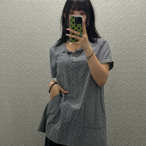 빈티지 코지 모리걸 러블리 팝 도트 땡땡이 롱 반팔티 K0353