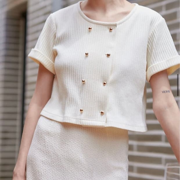 fabricology 트위드 반팔 재킷