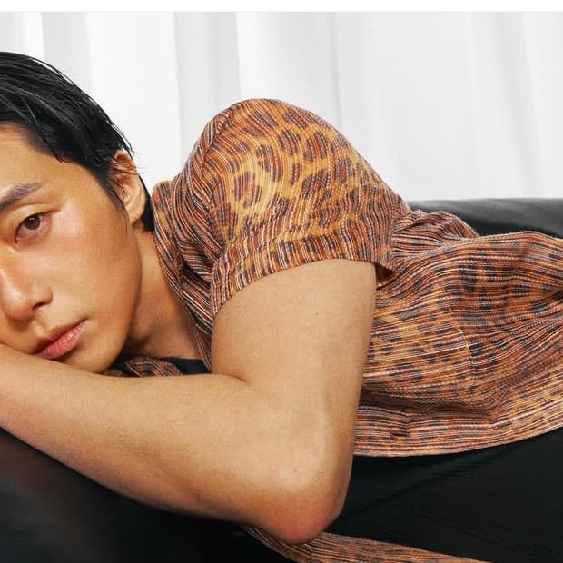 NOICE 이탈리안 레오파드 하프 셔츠 브라운