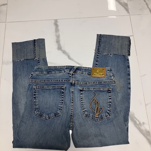 베이비 펫 Y2K 카프리 데님 빈티지 워시 여름 청바지 babyphat