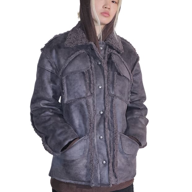 [F]퍼버즈 25fw Cut Line 무스탕 자켓