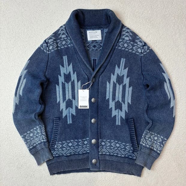 베이플로우 가먼트워싱 나바호 숄카라 니트 가디건 PN6089