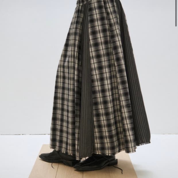 플리즈프로젝트 OVER CHECK MAXI SKIRT, BLACK