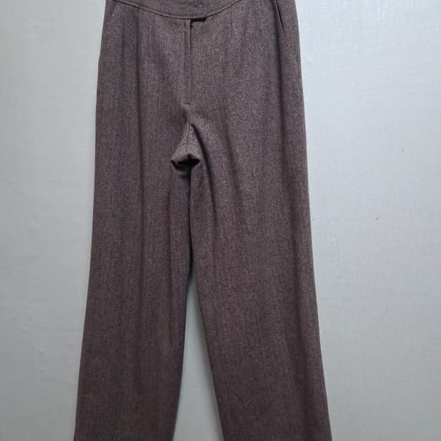 테일러드 여성 브라운 해링본 모직와이드팬츠 30인치 
