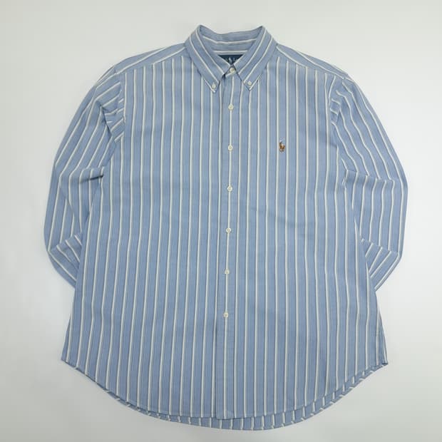 Co918 XL 폴로 랄프로렌 클래식블루 스트라이프 긴팔 셔츠 남방