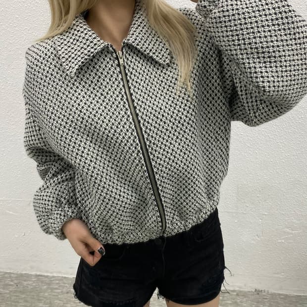마뗑킴 부클 하운드투스 패턴 자켓