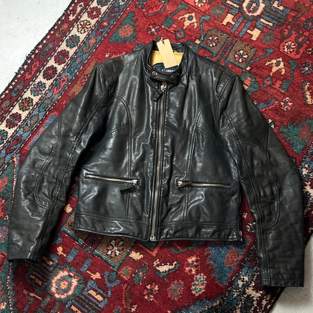 00's 아르마니 고트스킨 레더 자켓 빈티지 바이커 카페레이서 자켓