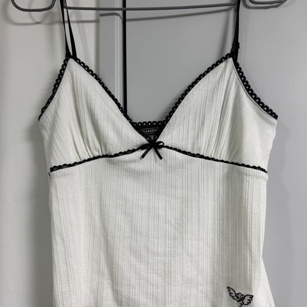 플리즈노팔로우 다니엘 리본 슬리브리스 아이보리 