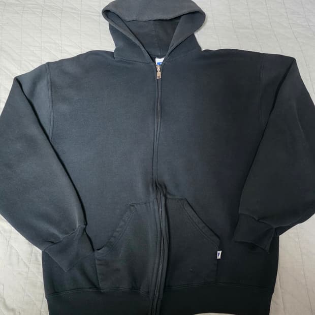 [L] 90s 빈티지 러셀 애슬레틱 후드집업 블랙 ver. 나이스 컨디션