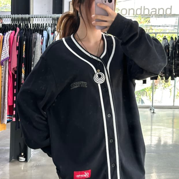 슈프림 18FW 컬러 블럭 베이스볼 져지 블랙