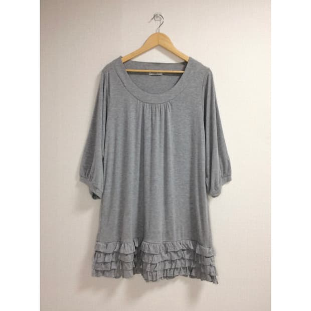 빈티지 그레이 겹프릴 셔링 원피스