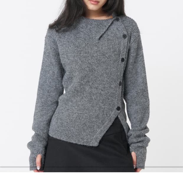 미세키서울 Side button knit gray