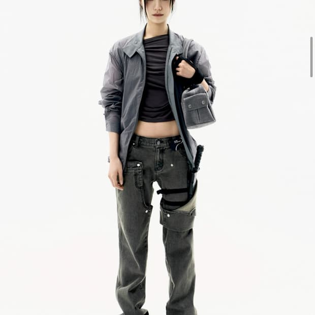 오호스 레이어드 쉬어 블루종 차콜