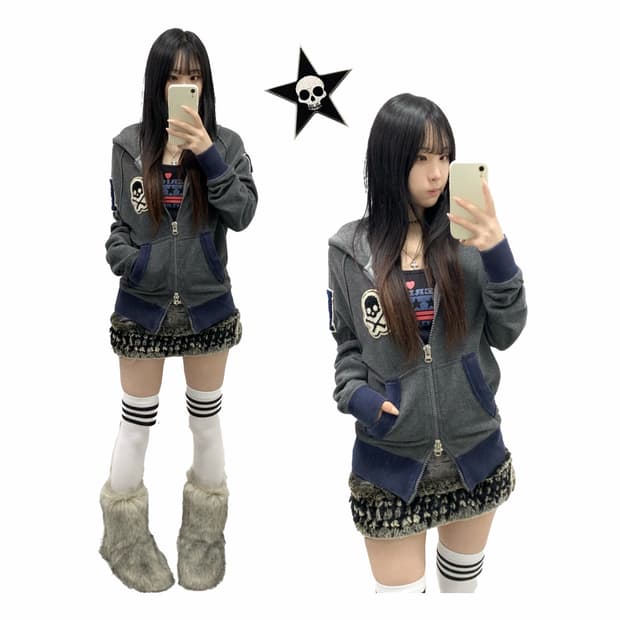 [HYDROGEN] 하이드로겐 스컬 투웨이 후드집업