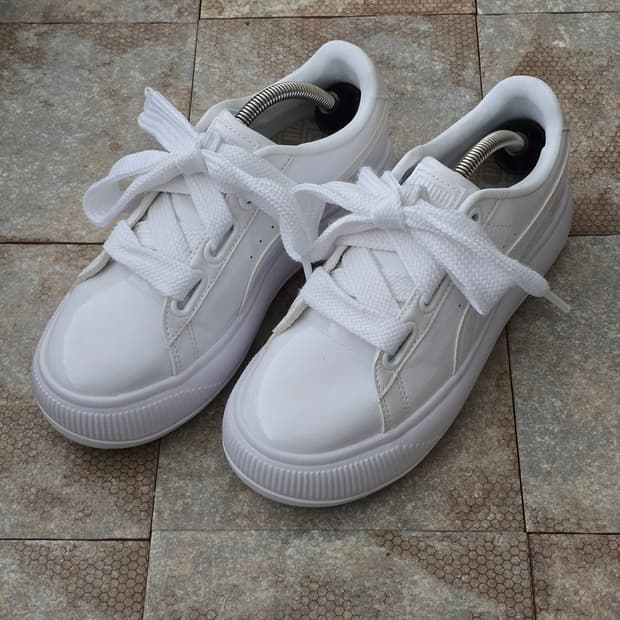 (250)푸마 스웨이드 마유 하트 페이턴트 화이트