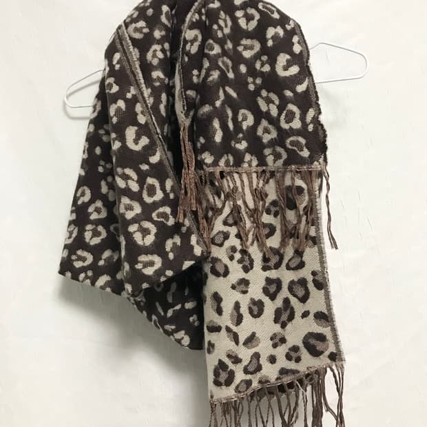 빈티지 갸루 펑크 레오파드 머플러