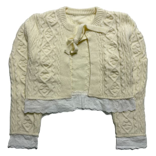 새상품 여자 꽈배기 레이스 가디건 (아이보리)