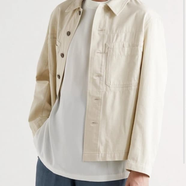 [새제품]52 르메르 자켓 데님 워크웨어 오버셔츠 내츄럴 크림 화이트