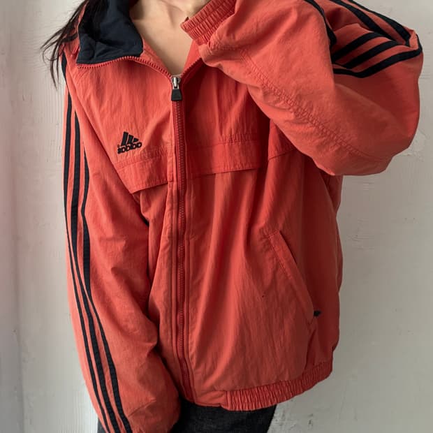 Adidas 아디다스 딥오렌지 컬러 아노락 후드 자켓