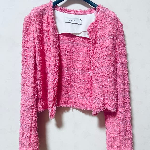국내품절템) 이로 핑크 모아나 트위드 자켓