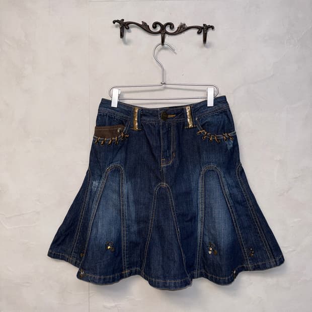 BanilaB denim western stitch pleats sk