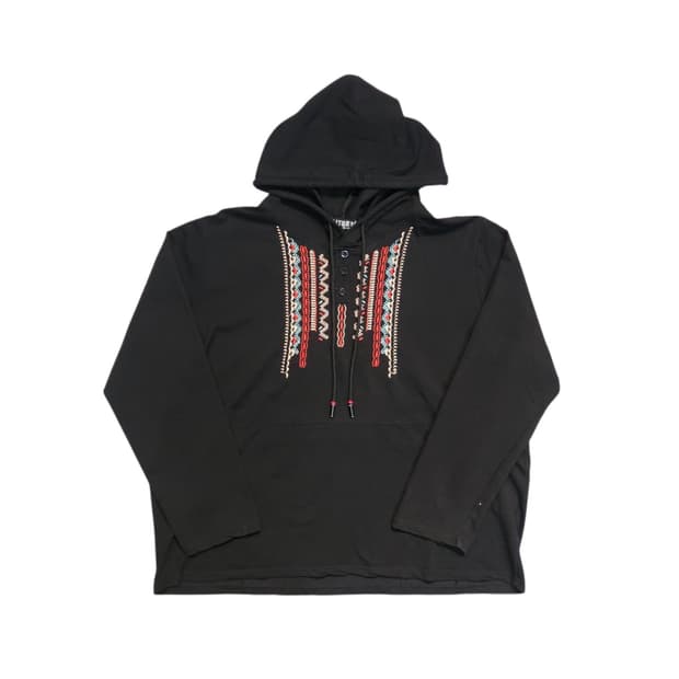 ALTBENY 에스닉 자수 블랙 후드티 (4XL)