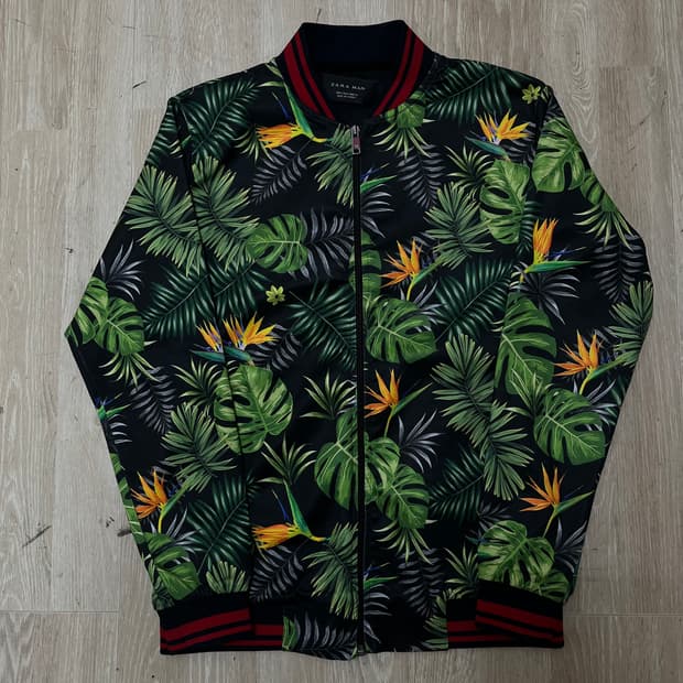 자라 맨 트로피컬 리프 하와이안 져지 트랙탑 자켓 S/90