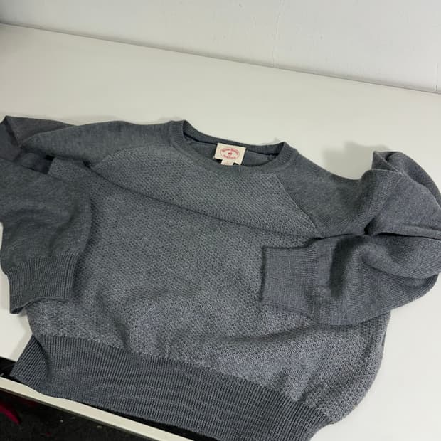 L 브룩스브라더스 그레이 메리노울 라운드 니트