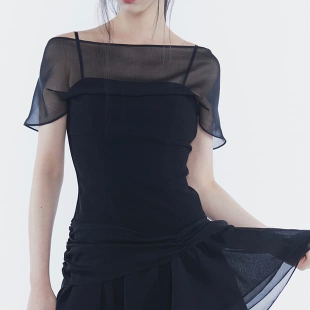 페인오어플레져 MERRY CHIFFON DRESS black