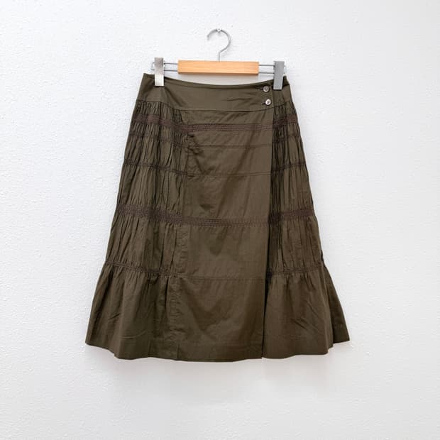 빈티지 Trussardi 브라운 미디 랩 스커트