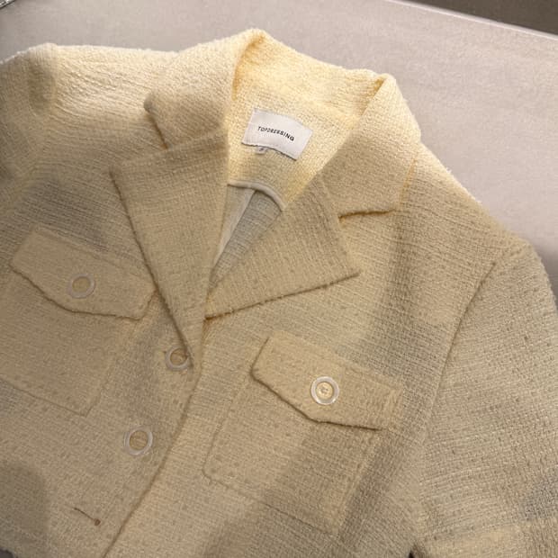 에이블리 탑드레싱 크롭 트위드 반팔자켓