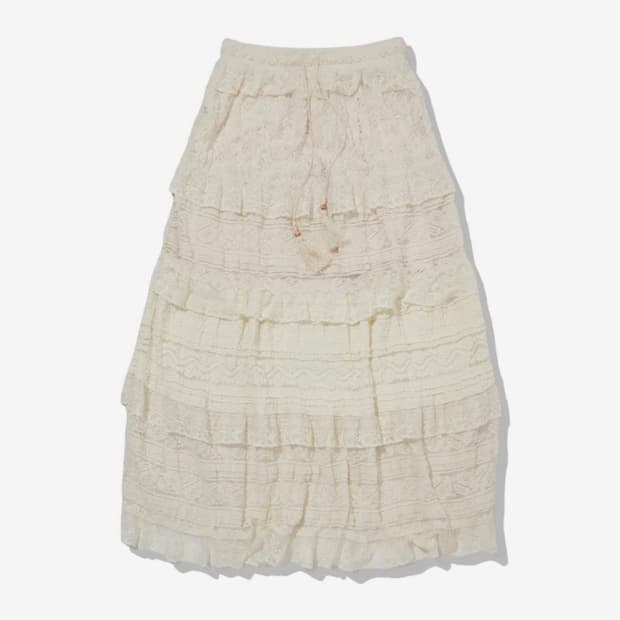 니트 레이스 레어이링 티어드 스커트 아이보리(새상품)