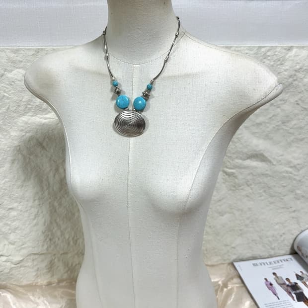 빈티지 터키석 소용돌이 목걸이