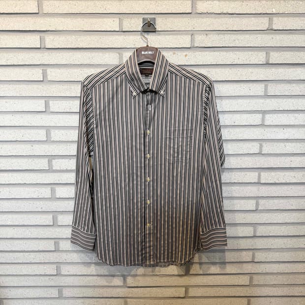 JPN VINTAGE 긴팔 셔츠 스트라이프 배색 디테일