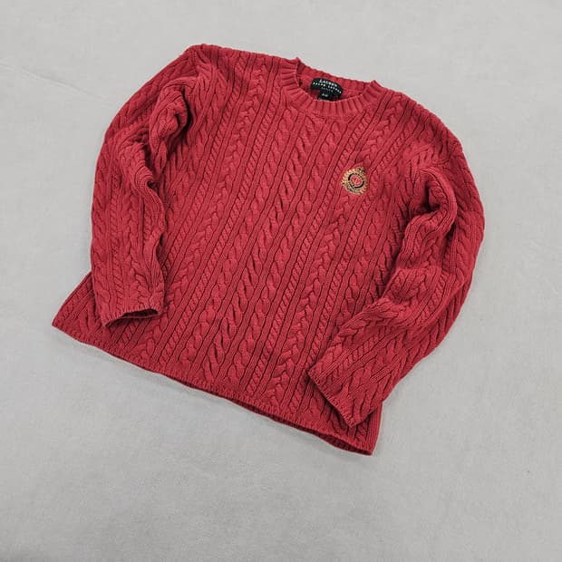 [P/P] 로렌 랄프로렌 여성 레드 꽈배기 니트 스웨터 0115YH1