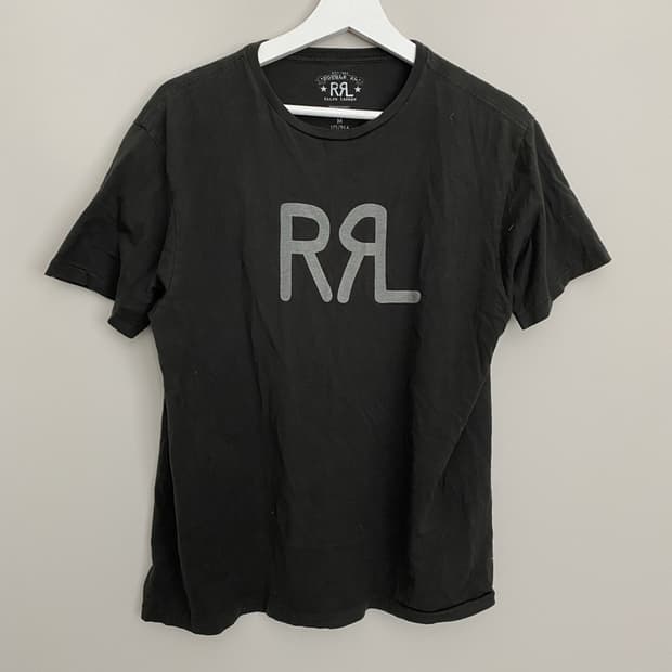 랄프로렌 RRL 시그니처 로고 그래픽 티셔츠 블랙