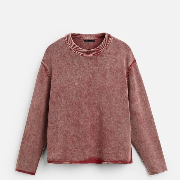 자라 컷아웃 워시드 스트럭쳐 니트 스웨터